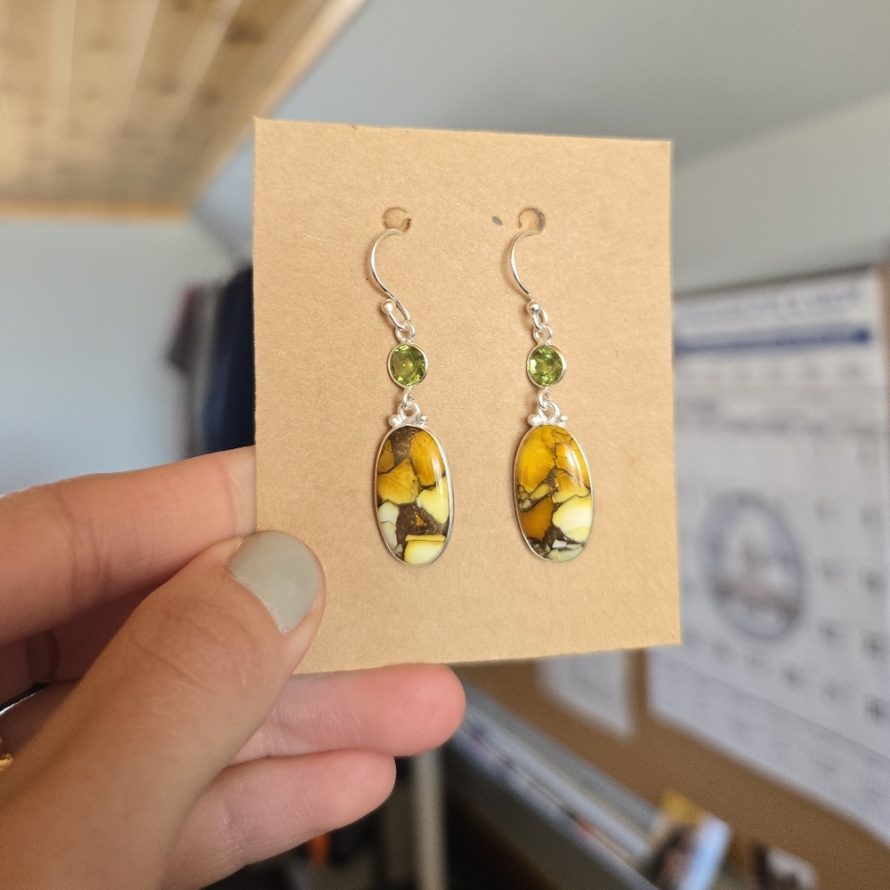 Sterling Turquoise Peridot Earrings
